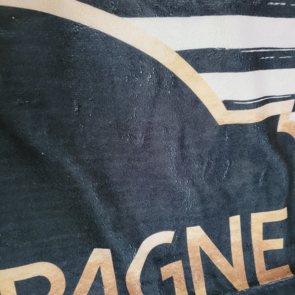 Champagne S'il Vous Plait Stripes and Gold Beach Towel - Picture 3 of 5